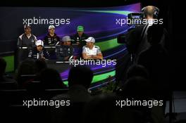 The FIA Press Conference (From back row (L to R)): Adrian Sutil (GER) Sauber; Nico Hulkenberg (GER) Sahara Force India F1; Kamui Kobayashi (JPN) Caterham; Felipe Massa (BRA) Williams; Lewis Hamilton (GBR) Mercedes AMG F1; Jenson Button (GBR) McLaren.  05.06.2014. Formula 1 World Championship, Rd 7, Canadian Grand Prix, Montreal, Canada, Preparation Day.