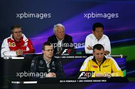 The FIA Press Conference (From back row (L to R)): Pat Fry (GBR) Ferrari Deputy Technical Director and Head of Race Engineering; Charlie Whiting (GBR) FIA Delegate; Yasuhisa Arai (JPN) Honda Motorsport Chief Officer; Andy Cowell (GBR) Mercedes-Benz High Performance Powertrains Managing Director; Rob White (GBR) Renault Sport Deputy Managing Director (Technical). 18.04.2014. Formula 1 World Championship, Rd 4, Chinese Grand Prix, Shanghai, China, Practice Day.