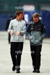 (L to R): Jenson Button (GBR) McLaren with team mate Kevin Magnussen (DEN) McLaren. 18.04.2014. Formula 1 World Championship, Rd 4, Chinese Grand Prix, Shanghai, China, Practice Day.