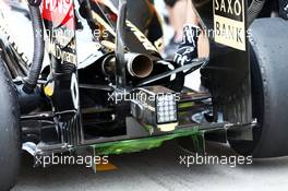 Flow-vis paint on the Lotus F1 E22 rear diffuser. 18.04.2014. Formula 1 World Championship, Rd 4, Chinese Grand Prix, Shanghai, China, Practice Day.