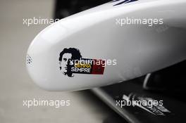 A tribute to Ayrton Senna on the Williams FW36 nosecone. 18.04.2014. Formula 1 World Championship, Rd 4, Chinese Grand Prix, Shanghai, China, Practice Day.
