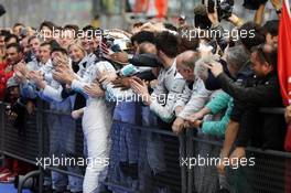 Race winner Lewis Hamilton (GBR) Mercedes AMG F1 celebrates in parc ferme. 20.04.2014. Formula 1 World Championship, Rd 4, Chinese Grand Prix, Shanghai, China, Race Day.