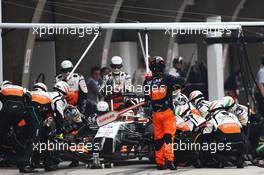 Nico Hulkenberg (GER) Sahara Force India F1 VJM07 makes a pit stop. 20.04.2014. Formula 1 World Championship, Rd 4, Chinese Grand Prix, Shanghai, China, Race Day.