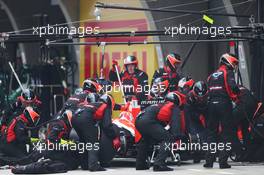 Jules Bianchi (FRA) Marussia F1 Team MR03 makes a pit stop. 20.04.2014. Formula 1 World Championship, Rd 4, Chinese Grand Prix, Shanghai, China, Race Day.