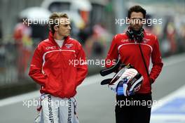 (L to R): Max Chilton (GBR) Marussia F1 Team with Sam Village (GBR) Marussia F1 Team. 19.04.2014. Formula 1 World Championship, Rd 4, Chinese Grand Prix, Shanghai, China, Qualifying Day.