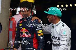 2nd place for Daniel Ricciardo (AUS) Red Bull Racing RB10 and pole for Lewis Hamilton (GBR) Mercedes AMG F1. 19.04.2014. Formula 1 World Championship, Rd 4, Chinese Grand Prix, Shanghai, China, Qualifying Day.