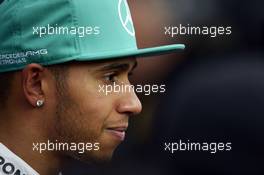 Lewis Hamilton (GBR) Mercedes AMG F1 with the media. 19.04.2014. Formula 1 World Championship, Rd 4, Chinese Grand Prix, Shanghai, China, Qualifying Day.