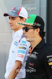 Sergio Perez (MEX) Sahara Force India F1 and Esteban Gutierrez (MEX) Sauber. 09.05.2014. Formula 1 World Championship, Rd 5, Spanish Grand Prix, Barcelona, Spain, Practice Day.