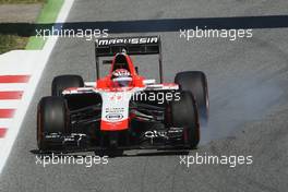 Jules Bianchi (FRA) Marussia F1 Team MR03 locks up under braking. 09.05.2014. Formula 1 World Championship, Rd 5, Spanish Grand Prix, Barcelona, Spain, Practice Day.