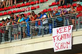 A banner of support for Michael Schumacher (GER) in the grandstands. 09.05.2014. Formula 1 World Championship, Rd 5, Spanish Grand Prix, Barcelona, Spain, Practice Day.