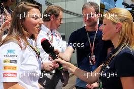 Simona de Silvestro (SUI) Sauber F1 Team Test Driver with the media. 09.05.2014. Formula 1 World Championship, Rd 5, Spanish Grand Prix, Barcelona, Spain, Practice Day.
