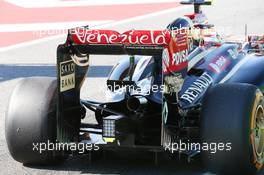 Pastor Maldonado (VEN) Lotus F1 E21 rear wing. 09.05.2014. Formula 1 World Championship, Rd 5, Spanish Grand Prix, Barcelona, Spain, Practice Day.