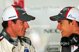 (L to R): Adrian Sutil (GER) Sauber with team mate Esteban Gutierrez (MEX) Sauber. 09.05.2014. Formula 1 World Championship, Rd 5, Spanish Grand Prix, Barcelona, Spain, Practice Day.