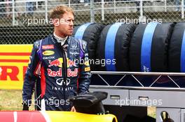 Sebastian Vettel (GER) Red Bull Racing on the grid. 11.05.2014. Formula 1 World Championship, Rd 5, Spanish Grand Prix, Barcelona, Spain, Race Day.