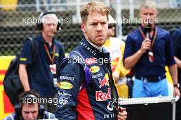 Sebastian Vettel (GER) Red Bull Racing on the grid. 11.05.2014. Formula 1 World Championship, Rd 5, Spanish Grand Prix, Barcelona, Spain, Race Day.