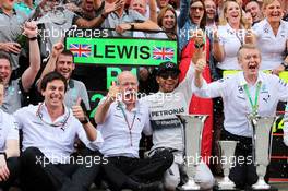 Race winner Nico Rosberg (GER) Mercedes AMG F1 celebrates with Toto Wolff (GER) Mercedes AMG F1 Shareholder and Executive Director, Dr. Dieter Zetsche (GER) Daimler AG CEO and the team. 11.05.2014. Formula 1 World Championship, Rd 5, Spanish Grand Prix, Barcelona, Spain, Race Day.