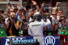 Nico Rosberg (GER) Mercedes AMG F1 W05 celebrates his second position in parc ferme. 11.05.2014. Formula 1 World Championship, Rd 5, Spanish Grand Prix, Barcelona, Spain, Race Day.