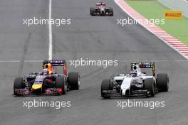 Daniel Ricciardo (AUS), Red Bull Racing and Valtteri Bottas (FIN), Williams F1 Team  11.05.2014. Formula 1 World Championship, Rd 5, Spanish Grand Prix, Barcelona, Spain, Race Day.