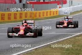 Kimi Raikkonen (FIN), Scuderia Ferrari and Fernando Alonso (ESP), Scuderia Ferrari  11.05.2014. Formula 1 World Championship, Rd 5, Spanish Grand Prix, Barcelona, Spain, Race Day.
