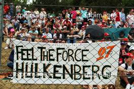 A banner for Nico Hulkenberg (GER) Sahara Force India F1. 11.05.2014. Formula 1 World Championship, Rd 5, Spanish Grand Prix, Barcelona, Spain, Race Day.