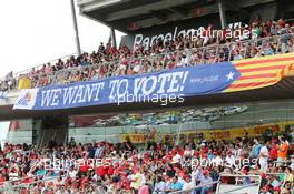 A banner in the grandstand. 11.05.2014. Formula 1 World Championship, Rd 5, Spanish Grand Prix, Barcelona, Spain, Race Day.