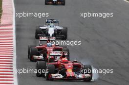 Kimi Raikkonen (FIN) Ferrari F14-T locks up under braking. 11.05.2014. Formula 1 World Championship, Rd 5, Spanish Grand Prix, Barcelona, Spain, Race Day.