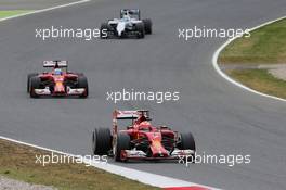 Kimi Raikkonen (FIN) Ferrari F14-T leads team mate Fernando Alonso (ESP) Ferrari F14-T. 11.05.2014. Formula 1 World Championship, Rd 5, Spanish Grand Prix, Barcelona, Spain, Race Day.