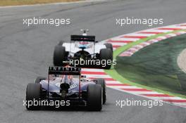 Valtteri Bottas (FIN) Williams FW36 leads Daniel Ricciardo (AUS) Red Bull Racing RB10. 11.05.2014. Formula 1 World Championship, Rd 5, Spanish Grand Prix, Barcelona, Spain, Race Day.