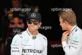 Lewis Hamilton (GBR), Mercedes AMG F1 Team and Nico Rosberg (GER), Mercedes AMG F1 Team  10.05.2014. Formula 1 World Championship, Rd 5, Spanish Grand Prix, Barcelona, Spain, Qualifying Day.
