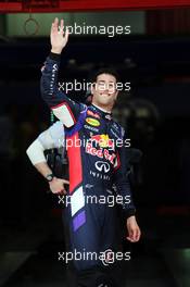Daniel Ricciardo (AUS) Red Bull Racing celebrates his third position in qualifying parc ferme. 10.05.2014. Formula 1 World Championship, Rd 5, Spanish Grand Prix, Barcelona, Spain, Qualifying Day.