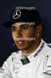 Lewis Hamilton (GBR) Mercedes AMG F1 in the FIA Press Conference. 10.05.2014. Formula 1 World Championship, Rd 5, Spanish Grand Prix, Barcelona, Spain, Qualifying Day.