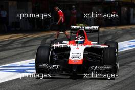 Max Chilton (GBR) Marussia F1 Team MR03 leaves the pits. 10.05.2014. Formula 1 World Championship, Rd 5, Spanish Grand Prix, Barcelona, Spain, Qualifying Day.