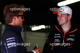 (L to R): Nico Rosberg (GER) Mercedes AMG F1 with Nico Hulkenberg (GER) Sahara Force India F1. 11.05.2014. Formula 1 World Championship, Rd 5, Spanish Grand Prix, Barcelona, Spain, Race Day.