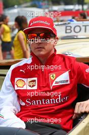 Kimi Raikkonen (FIN) Ferrari on the drivers parade. 11.05.2014. Formula 1 World Championship, Rd 5, Spanish Grand Prix, Barcelona, Spain, Race Day.
