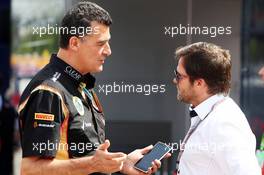 (L to R): Federico Gastaldi (ARG) Lotus F1 Team Deputy Team Principal with Steve Robertson (GBR) Driver Manager. 11.05.2014. Formula 1 World Championship, Rd 5, Spanish Grand Prix, Barcelona, Spain, Race Day.