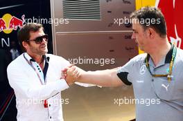 (L to R): Steve Robertson (GBR) Driver Manager with Ron Meadows (GBR) Mercedes GP Team Manager. 11.05.2014. Formula 1 World Championship, Rd 5, Spanish Grand Prix, Barcelona, Spain, Race Day.