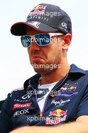 Sebastian Vettel (GER) Red Bull Racing on the drivers parade. 11.05.2014. Formula 1 World Championship, Rd 5, Spanish Grand Prix, Barcelona, Spain, Race Day.