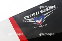 Marussia F1 Team logo. 11.05.2014. Formula 1 World Championship, Rd 5, Spanish Grand Prix, Barcelona, Spain, Race Day.