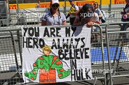 Banner for Nico Hulkenberg (GER) Sahara Force India F1. 08.05.2014. Formula 1 World Championship, Rd 5, Spanish Grand Prix, Barcelona, Spain, Preparation Day.