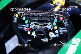 Caterham CT05 steering wheel. 08.05.2014. Formula 1 World Championship, Rd 5, Spanish Grand Prix, Barcelona, Spain, Preparation Day.
