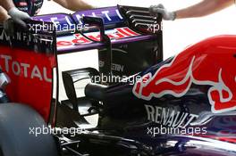 Red Bull Racing RB10 rear wing. 04.07.2014. Formula 1 World Championship, Rd 9, British Grand Prix, Silverstone, England, Practice Day.
