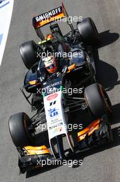 Sergio Perez (MEX) Sahara Force India F1 VJM07. 04.07.2014. Formula 1 World Championship, Rd 9, British Grand Prix, Silverstone, England, Practice Day.