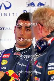 Daniel Ricciardo (AUS) Red Bull Racing with Dr Helmut Marko (AUT) Red Bull Motorsport Consultant. 04.07.2014. Formula 1 World Championship, Rd 9, British Grand Prix, Silverstone, England, Practice Day.