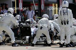 Valtteri Bottas (FIN), Williams F1 Team during pitstop 06.07.2014. Formula 1 World Championship, Rd 9, British Grand Prix, Silverstone, England, Race Day.