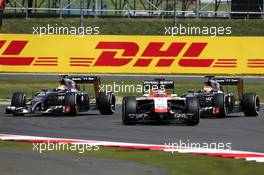 Jules Bianchi (FRA) Marussia F1 Team MR03 leads Adrian Sutil (GER) Sauber C33 and Esteban Gutierrez (MEX) Sauber C33. 06.07.2014. Formula 1 World Championship, Rd 9, British Grand Prix, Silverstone, England, Race Day.