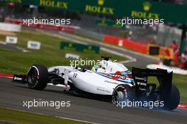 Felipe Massa (BRA) Williams FW36 with a damaged rear suspension and wheel at the start of the race. 06.07.2014. Formula 1 World Championship, Rd 9, British Grand Prix, Silverstone, England, Race Day.