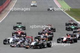Start of the race, Sergio Perez (MEX), Sahara Force India  06.07.2014. Formula 1 World Championship, Rd 9, British Grand Prix, Silverstone, England, Race Day.