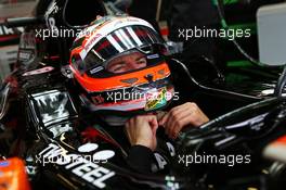 Sergio Perez (MEX) Sahara Force India F1 VJM07. 05.07.2014. Formula 1 World Championship, Rd 9, British Grand Prix, Silverstone, England, Qualifying Day.