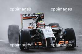 Sergio Perez (MEX) Sahara Force India F1 VJM07. 05.07.2014. Formula 1 World Championship, Rd 9, British Grand Prix, Silverstone, England, Qualifying Day.