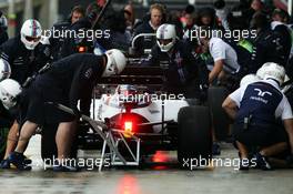 Felipe Massa (BRA) Williams FW36 practices a pit stop.